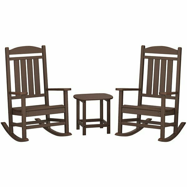 Polywood Presidential Mahogany Patio Set with South Beach Side Table and 2 Rocking Chairs 633PWS1661MA
